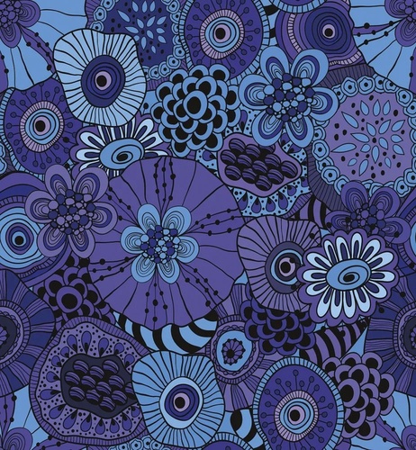графика, цветы, узор, синий