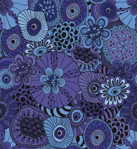 графика, цветы, узор, синий