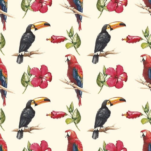 цветы, птицы, обои, на кремовом фоне