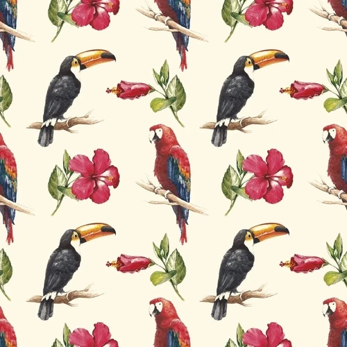 цветы, птицы, обои, на кремовом фоне