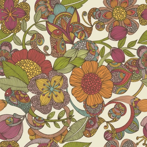 в загородный дом, узор, цветы, на кремовом фоне