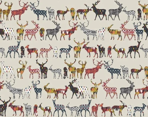 в загородный дом, олени, на бежевом фоне