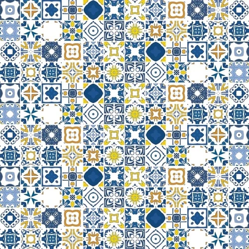 в загородный дом, узор, бело-синий, мозаика