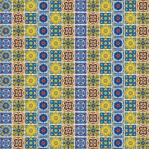 в загородный дом, узоры, мозаика, сине-желтая