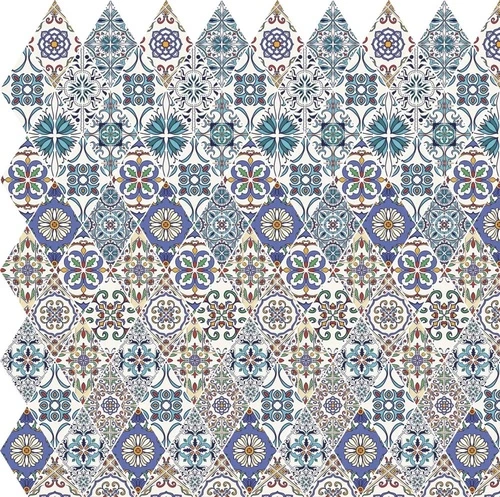 в загородный дом, узор, мозаика, гжель, серо-голубая