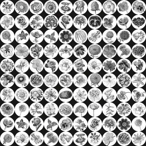 в ванную комнату, мозаика, цветы, черно-белая