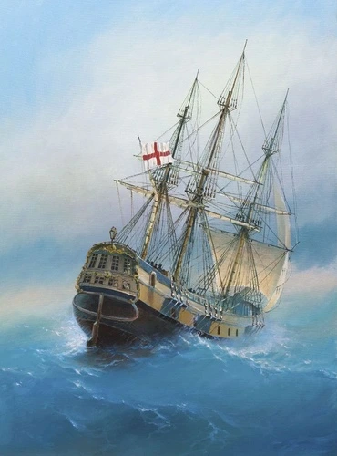 в детскую комнату, море, шторм, корабль, синий