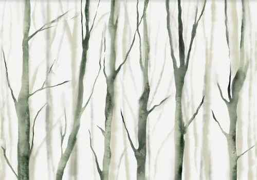 в загородный дом, деревья, стволы, на бежевом фоне