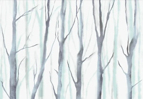 в  загородный дом, деревья, стволы, на белом фоне, серая