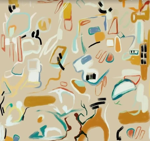 в детскую комнату, абстракция, на бежевом фоне, рыжие