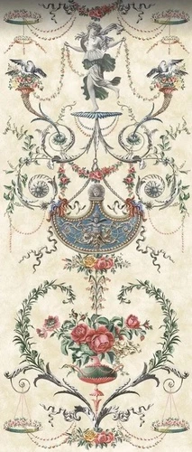 классика, графика, узоры, зеленая, на бежевом фоне