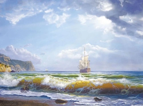 пейзаж, морской, море, голубая