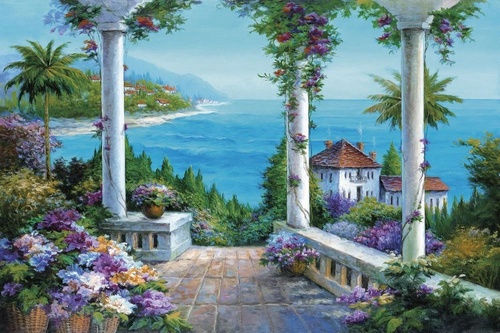 пейзаж, морской, море, спуск к морю, ярко бирюзовая