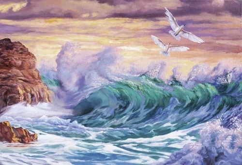 пейзаж, морской, море, волны, живопись