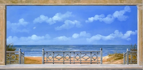 пейзаж, морской, море, небо голубое, терраса