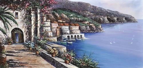 пейзаж, морской, море, набережная, с аркой