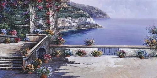 пейзаж, морской, море, терраса, с видом на море