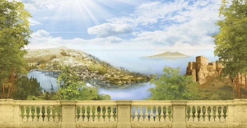 пейзаж, море, небо, терраса, горы