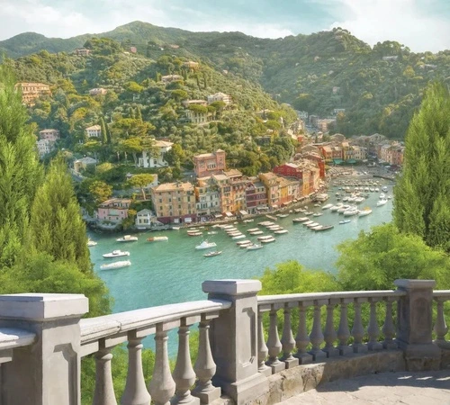 пейзаж, морской, море, залив, зеленая, яхты