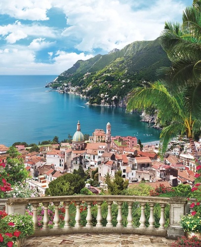 пейзаж, море, морской, город на берегу