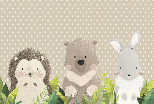 в детскую комнату, ежик, зайка, мишка, бежевые