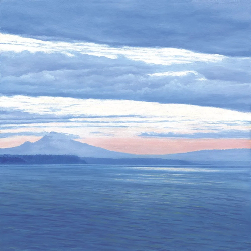 пейзаж, морской, море, голубая, розовая