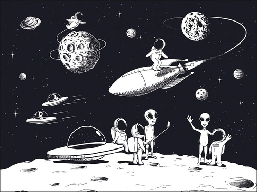 в детскую комнату, на луне, на черном фоне