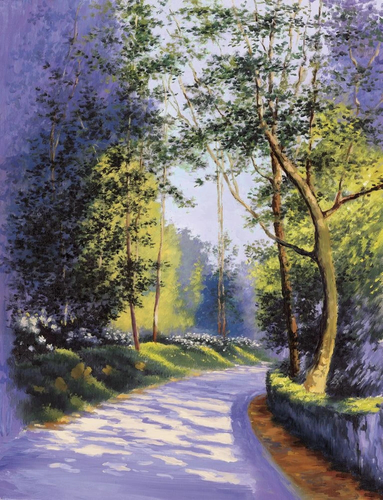 пейзаж, сиреневая, зеленая