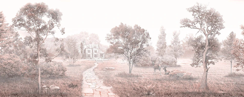 пейзаж, панорамные, горизонтальные, светло бежевая, парк, дорожка, олени