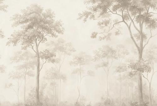 пейзаж, лес, деревья, дерево на стену, деревья в тумане, обои деревья, бежевые, итальянские