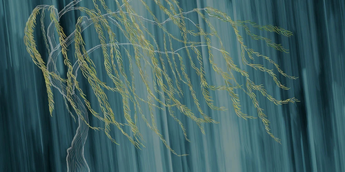 пейзаж, ветки, зеленая