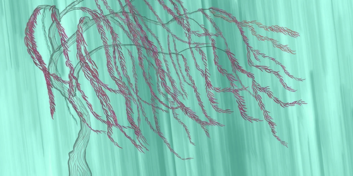 пейзаж, светло зеленая, ветки