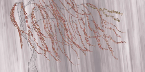 пейзаж, ветки, бежевая