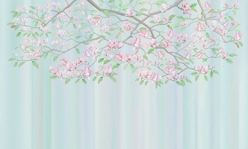 цветы, ветки, магнолия, голубая