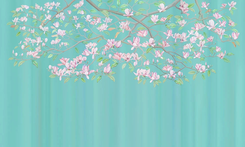 цветы, ветки, магнолия, бирюзовая