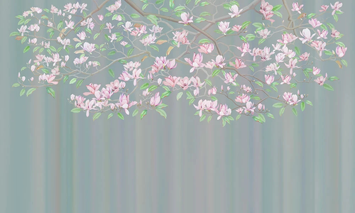 цветы, ветки, магнолия, серая