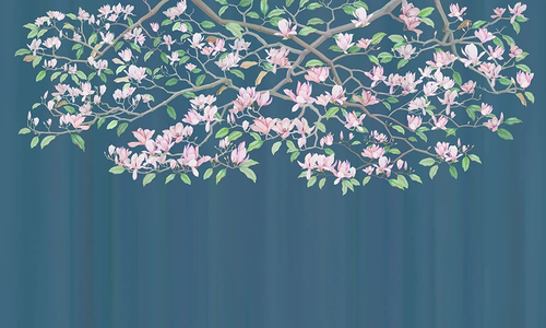 цветы, ветки, магнолия, синий