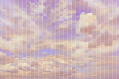 в загородный дом, небо, облака, бело-сиреневая