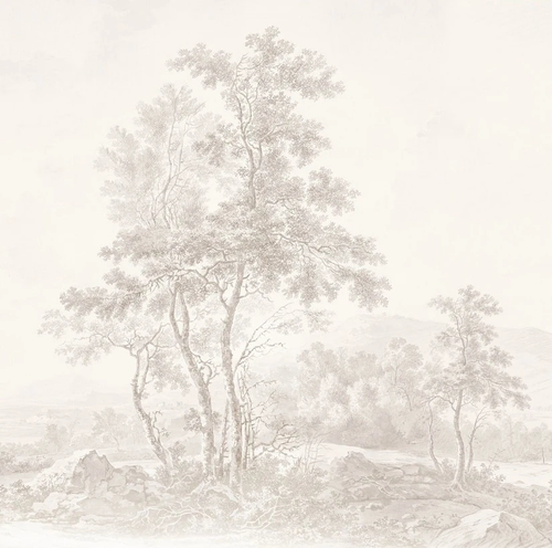 пейзаж, графика, бежевые, лес, деревья, дерево на стену, деревья в тумане, деревья сепия, на стену пейзаж, красивый пейзаж