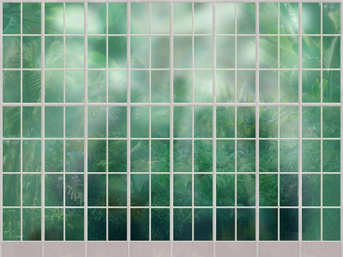 пейзаж, окно, тропики, ярко зеленая