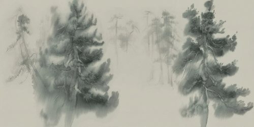 пейзаж, ели, зеленая