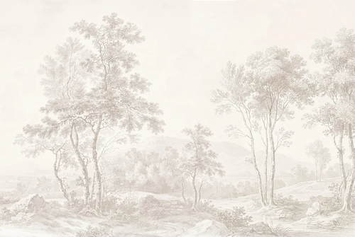 пейзаж, бежевые, деревья, лес, деревья в тумане, обои деревья, лес бежевые, серый лес, дерево на стену, деревья сепия