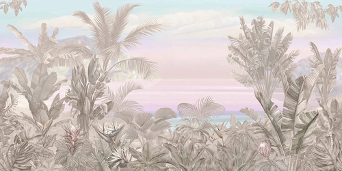 пейзаж, светлая, пастельные цвета, тропический, тропики, пальмы