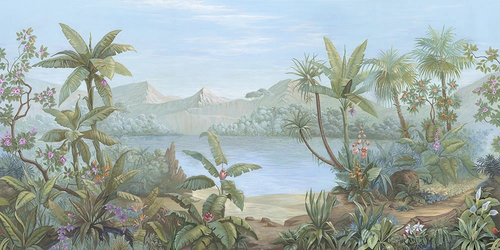 пейзаж, тропический, тропики, горы, пальмы