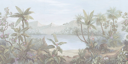 пейзаж, тропический, тропики, горы, пальмы, голубая