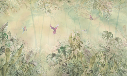 пейзаж, тропический, тропики, тропические листья, желто-зеленая