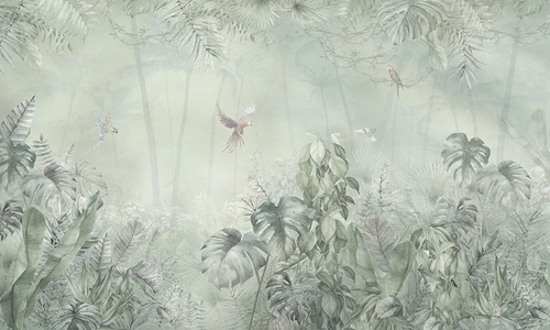 пейзаж, тропический, тропики, тропические листья, светло зеленая