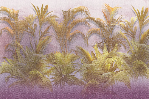 пейзаж, тропический, тропики, листья тропические, сиреневая, горчичная