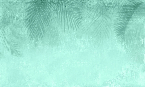 графика, листья пальмы, ярко бирюзовая