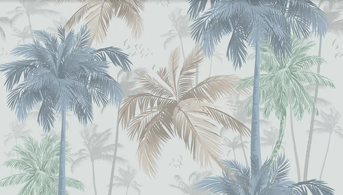 пейзаж, тропический, пальмы, светло зеленая